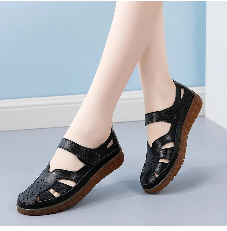 Women Sandals Summer Ladies Girls Comfortable Ankle Hollow Round Toe Sandals Woman Soft Beach Sole Female Shoes for Women