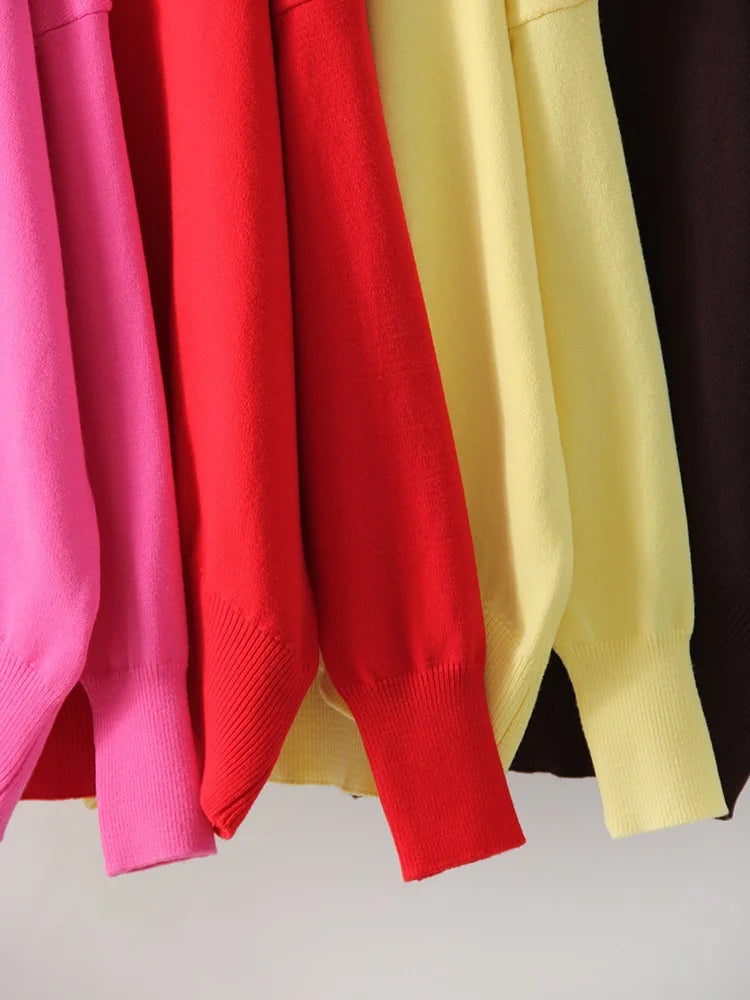 Basic Red Turtleneck Sweater Women Trends 2025 Winter Pullovers Oversize Sweater Woman Jumper Women's Turtleenck Sweaters Coffee