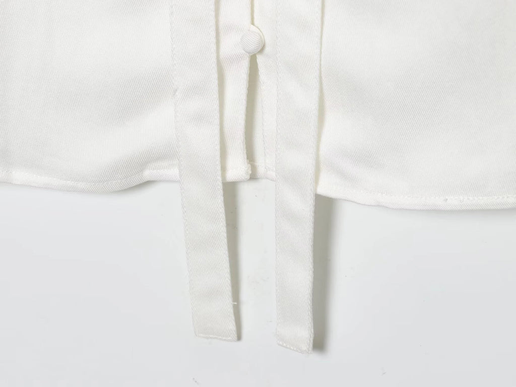 Winter new women's casual versatile temperament simple and fashionable long sleeved single breasted pleated collar top