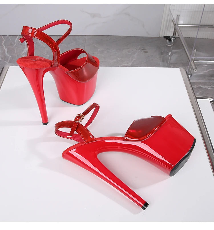 Women's Summer Shoes with Heels Sexy 17CM/7Inchs Platform Sandals Pole Dancing Fetish Erotic Stripper Shoes Luxury Laser Color