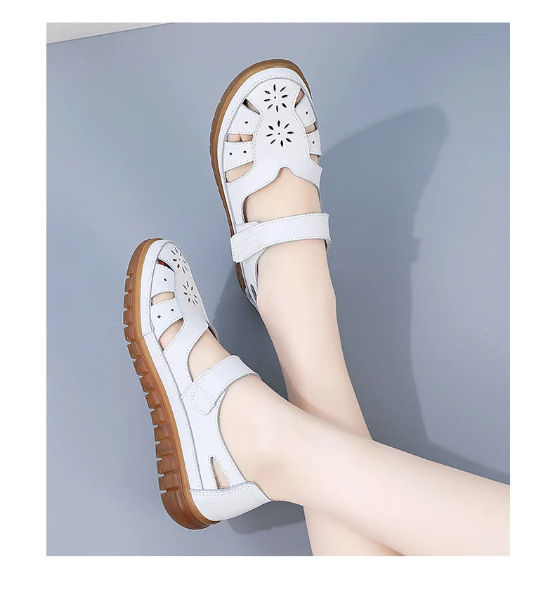 Women Sandals Summer Ladies Girls Comfortable Ankle Hollow Round Toe Sandals Woman Soft Beach Sole Female Shoes for Women