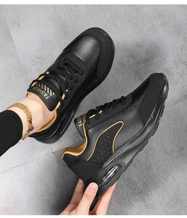 2025 New Women's Fashionable Sneakers Leather Women's Casual Shoes Lace Up Flat Shoes Ladies Lightweight Fitness Walking Shoes