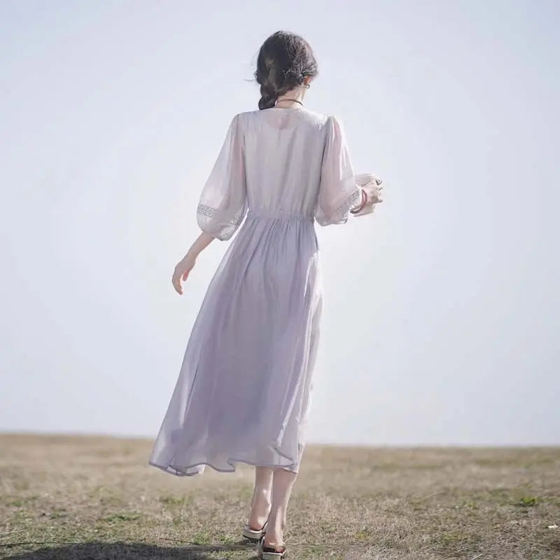 Embroidered Dress for Women in Summer 2025 New Style Loose Mid-length Skirt