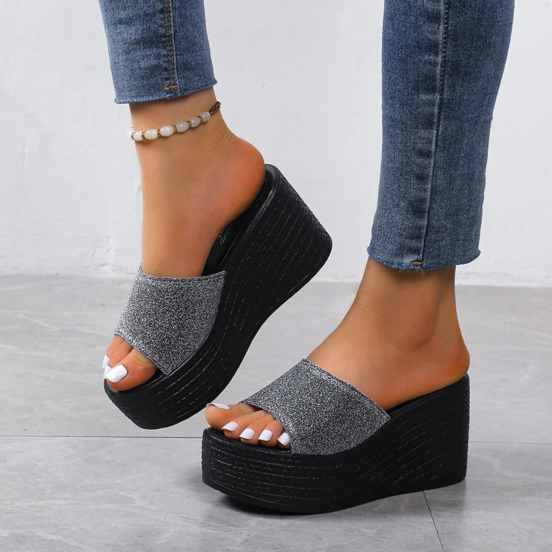 2023 New Sandals Summer Women Slippers Wedges Platform Beach Flip Flops Trend High Heels Ladies Shoes Pumps Thick Slides Mujer
