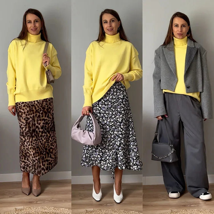 Basic Red Turtleneck Sweater Women Trends 2025 Winter Pullovers Oversize Sweater Woman Jumper Women's Turtleenck Sweaters Coffee