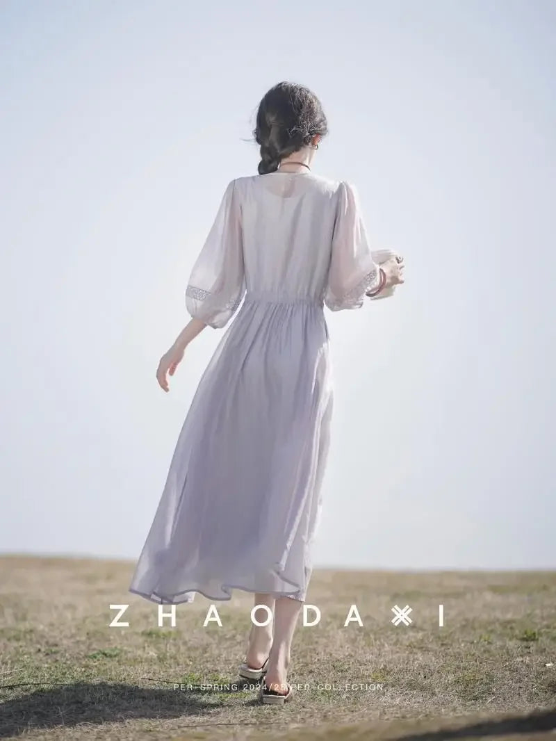 Embroidered Dress for Women in Summer 2025 New Style Loose Mid-length Skirt