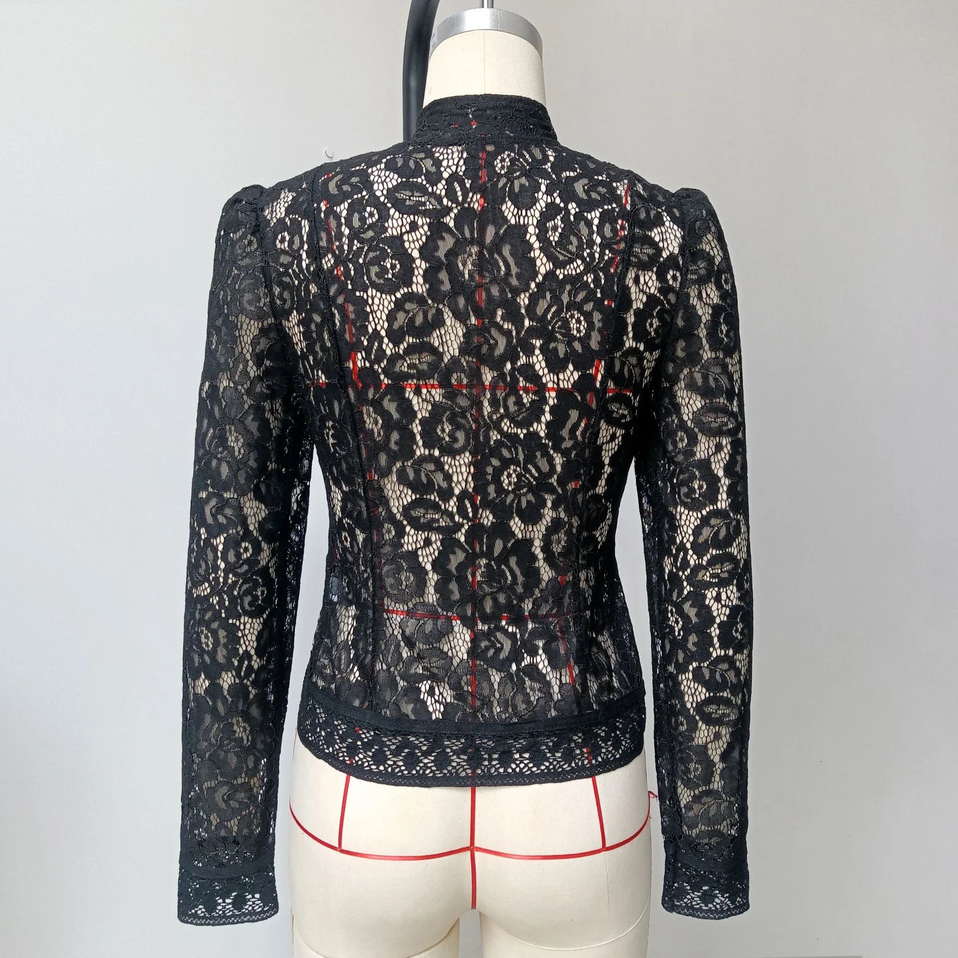 Tossy Summer Lace Printed Shirts Tops Female Hollow Out Fashion Commute Vintage See-Through Blouse Women's Lace Shrug Shirts New