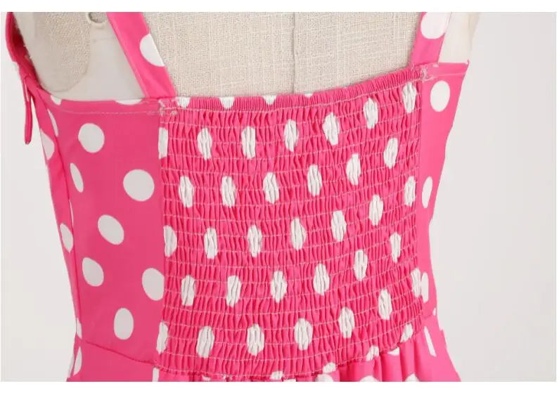 Women's Summer Dress Sexy Retro Pink Plaid Suspender Gown Christmas Party Clothes Robe Femme High-Waisted Dress