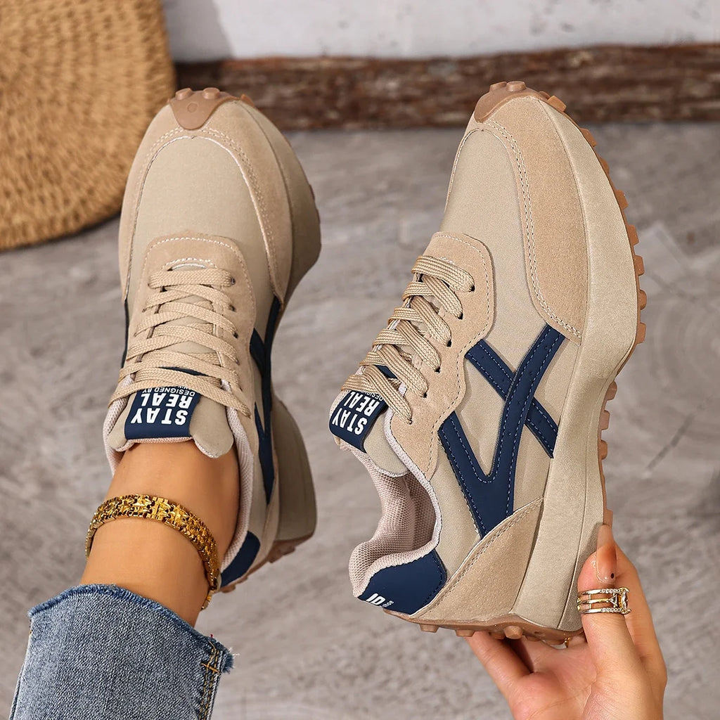 2025 New Women  Sneakers Spring Casual Lace Up Sport Sneakers Luxury Platform Anti-slip Running Shoes Women Zapatos De Mujer