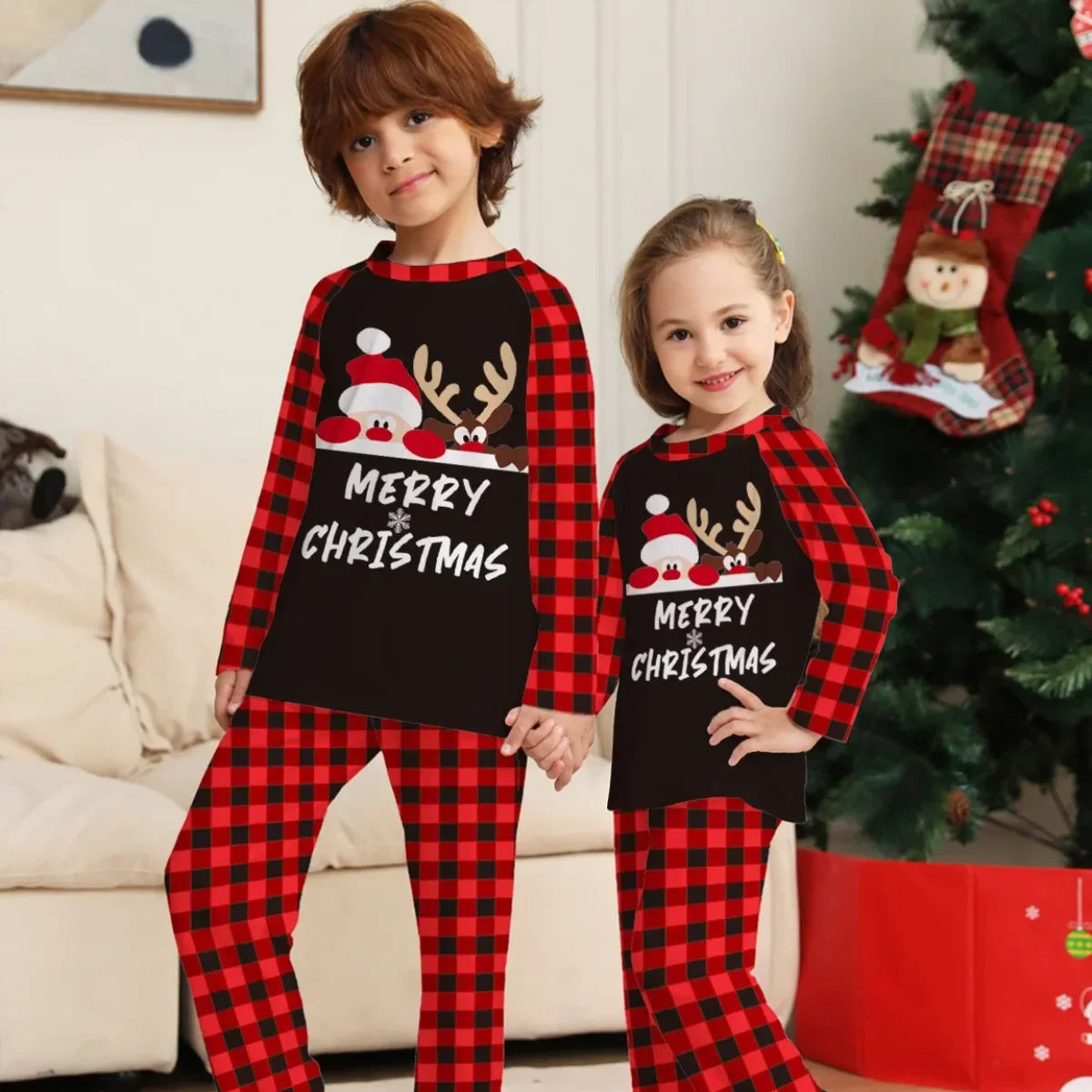 Christmas Pajamas Family Look Outfits Santa Claus Print Underwear Women Matching Clothes Set Casual Loose Sleep Men Clothing
