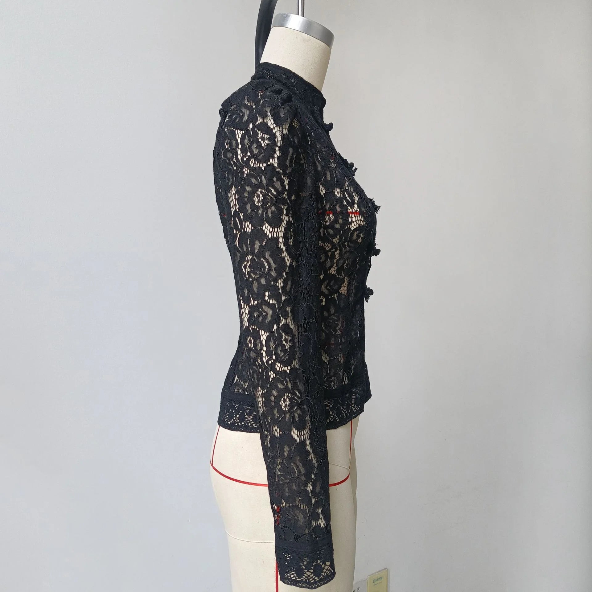 Tossy Summer Lace Printed Shirts Tops Female Hollow Out Fashion Commute Vintage See-Through Blouse Women's Lace Shrug Shirts New