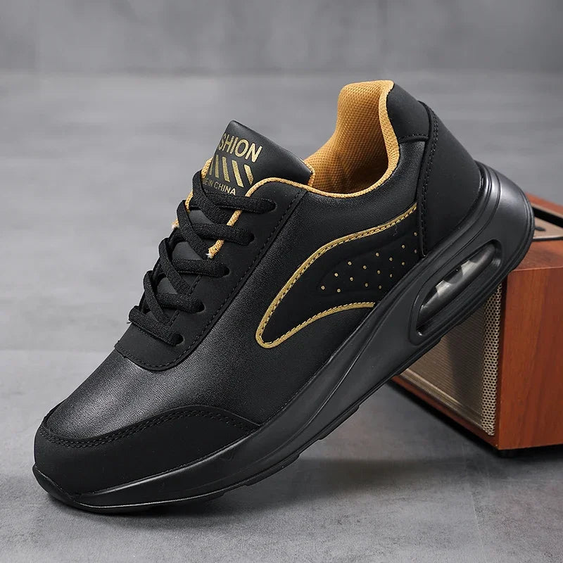 2025 New Women's Fashionable Sneakers Leather Women's Casual Shoes Lace Up Flat Shoes Ladies Lightweight Fitness Walking Shoes