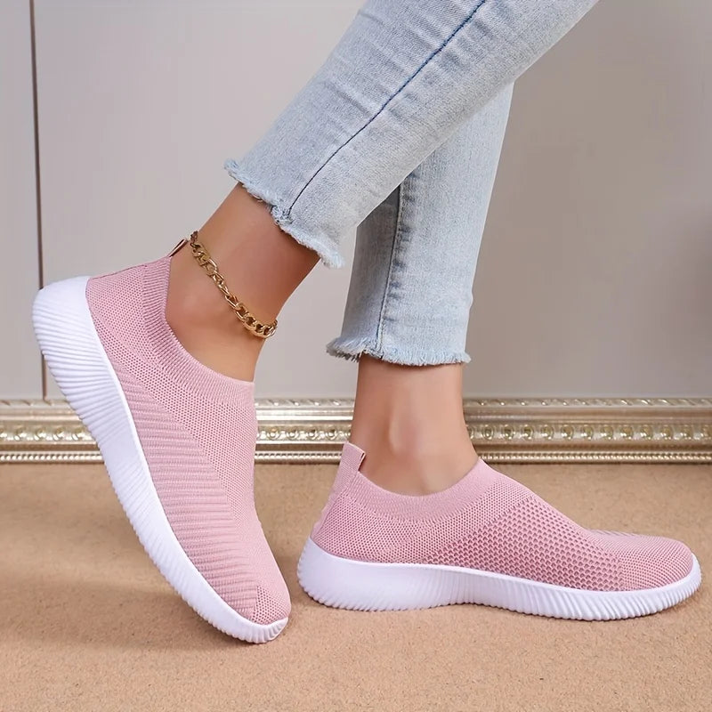 Summer Women's Shoes Breathable Flat Elastic Flat For Women Sneakers Footwear Lightweight Sport Outdoor Mesh Tennis Walking Shoe
