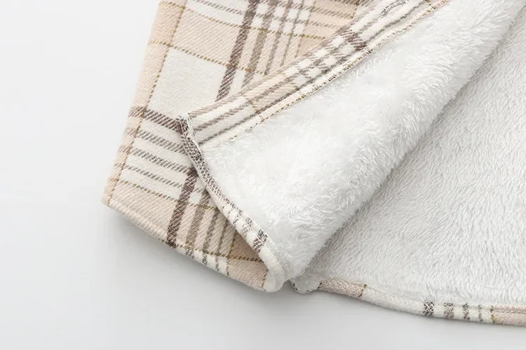 Fashion Thick Velvet Plaid Shirts Women Autumn Winter Keep Warm Blouses and Tops New Casual Slim Female Clothes Outwear REFW