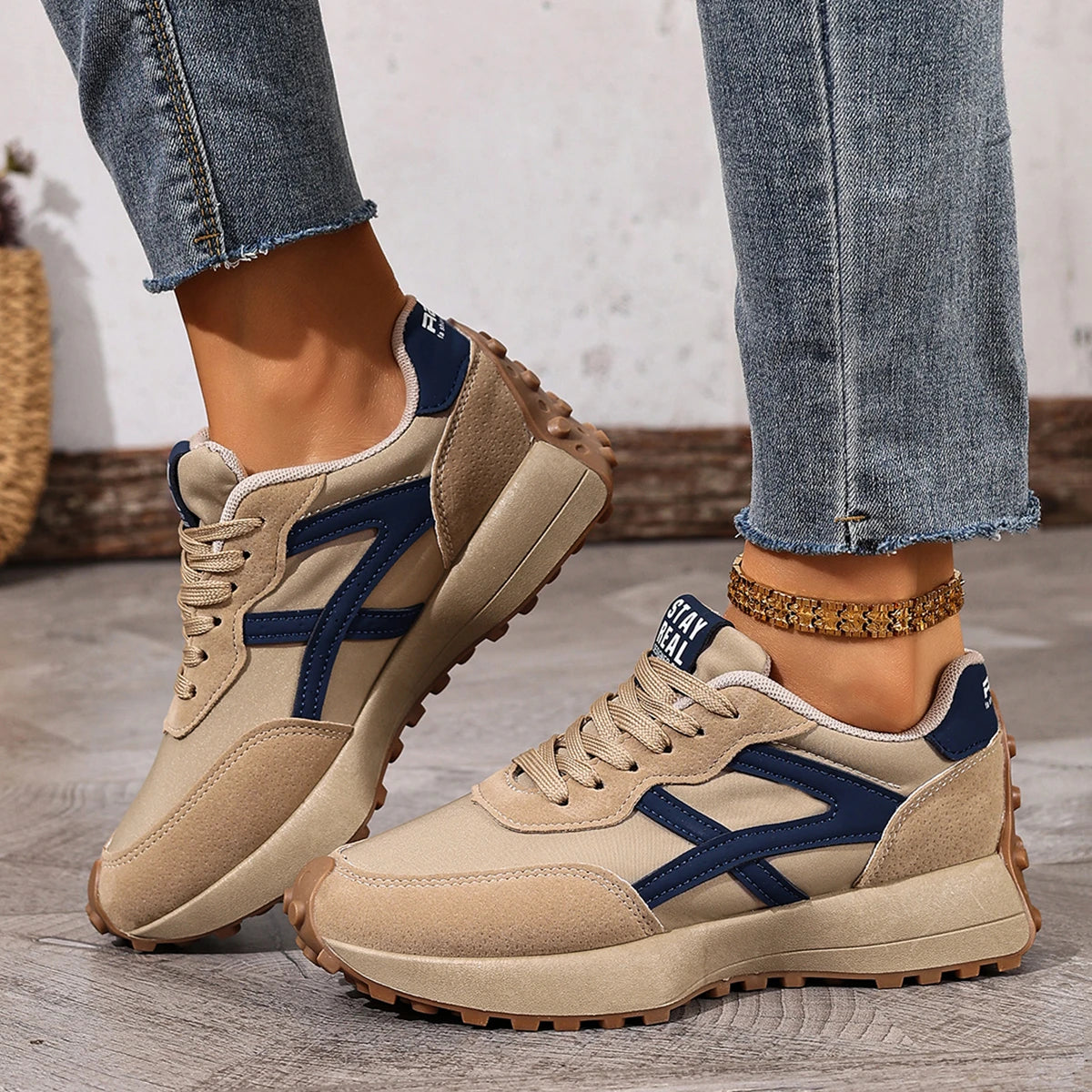 2025 New Women  Sneakers Spring Casual Lace Up Sport Sneakers Luxury Platform Anti-slip Running Shoes Women Zapatos De Mujer