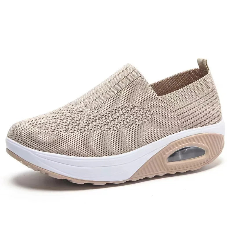 Summer Women's Shoes Fashion Breathable Air Cushion Sneakers Slip on Casual Comfortable Platform Wedge Vulcanized Shoes