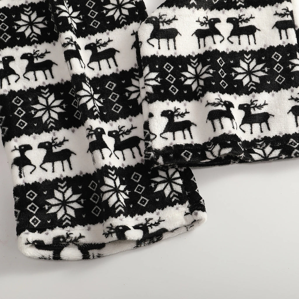 Women Christmas Printed Pajama Pants Winter Warm Soft Plush Sleep Pants Comfy Elastic Waist Home Clothes Bottoms with 2 Pockets