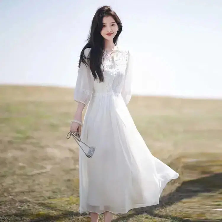 Embroidered Dress for Women in Summer 2025 New Style Loose Mid-length Skirt