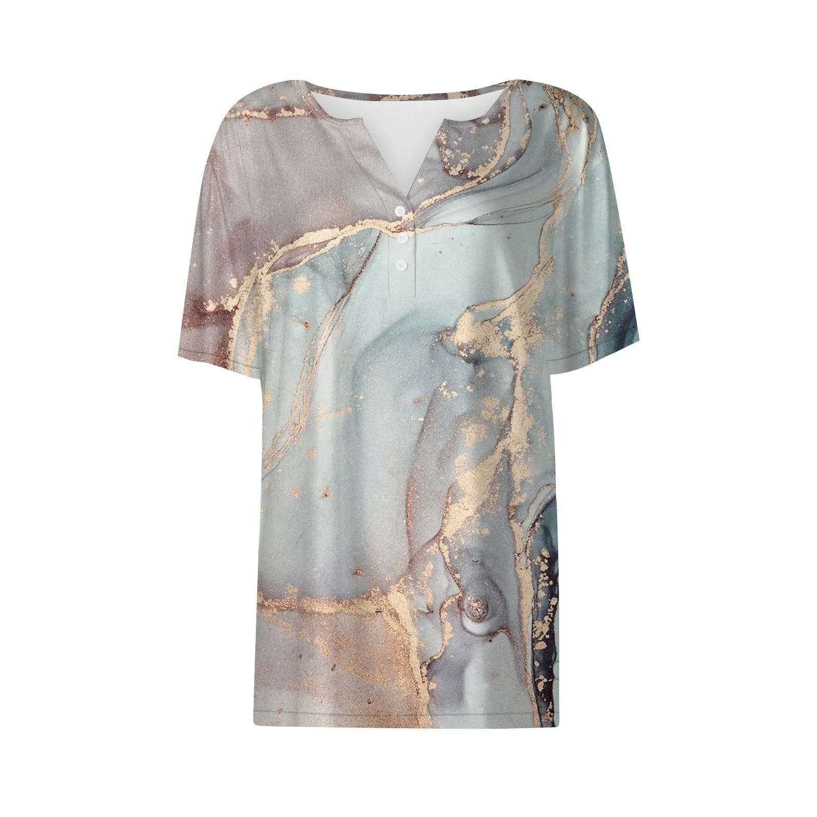 Summer Women T-Shirts 3D Fashion Print Gradient Harajuku T Shirt Oversized Tees for Ladies Clothing New Short Sleeve V-Neck Tops