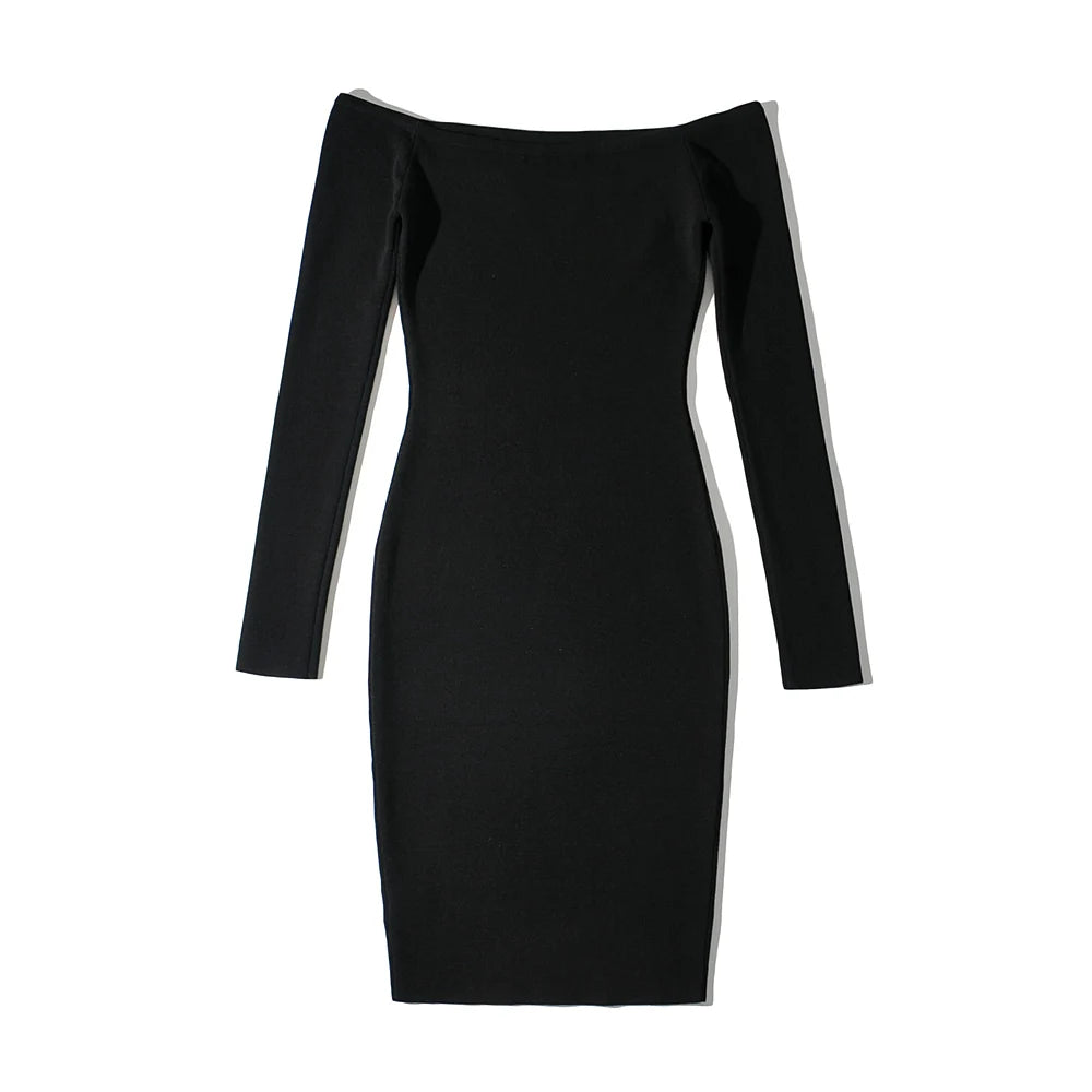 Long sleeve dresses for women 2023 Fall fashion dress short evening party dresses bodycon hollow out knitted dresses off shouler