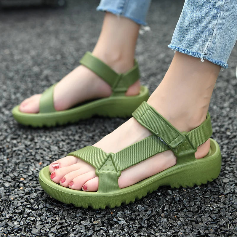 Womens Sandals Summer Trend Anti-slip Wear-resistant Lightweight EVA Flat Sandals for Women Outdoor Beach Shoes for Women