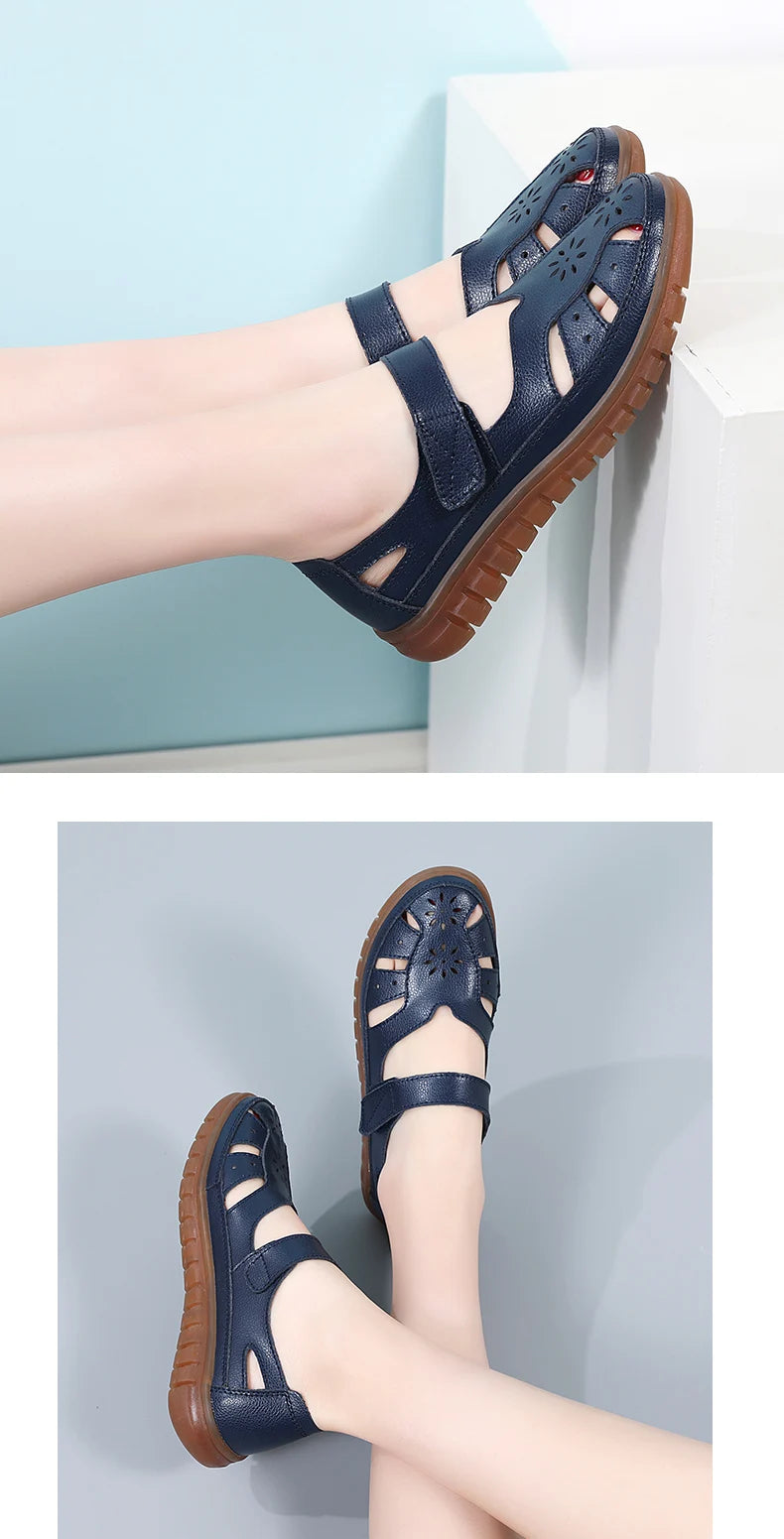 Women Sandals Summer Ladies Girls Comfortable Ankle Hollow Round Toe Sandals Woman Soft Beach Sole Female Shoes for Women