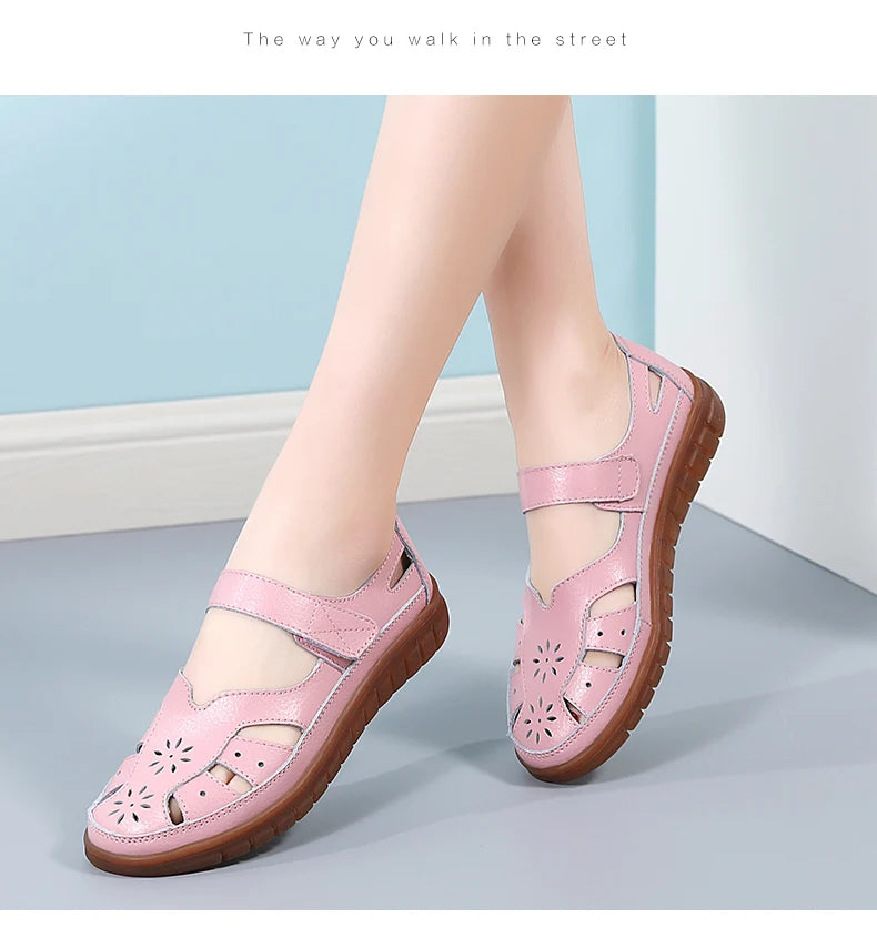 Women Sandals Summer Ladies Girls Comfortable Ankle Hollow Round Toe Sandals Woman Soft Beach Sole Female Shoes for Women