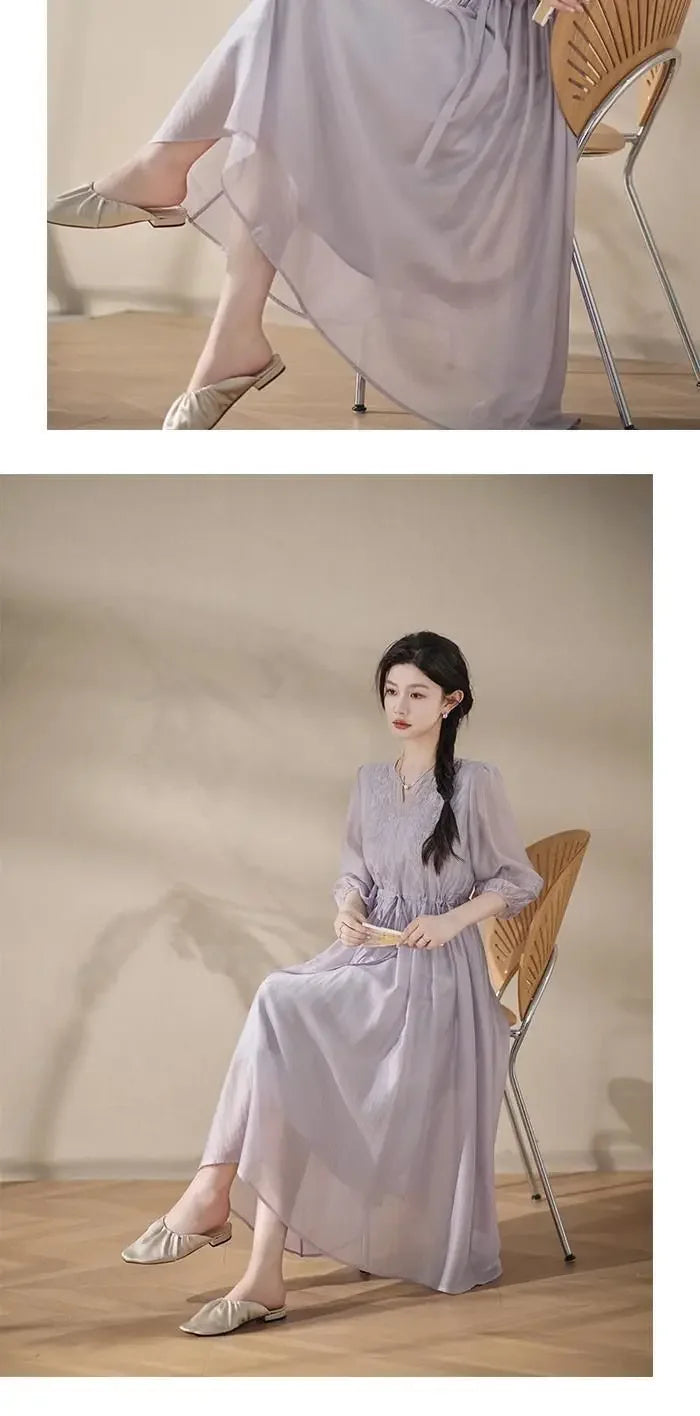 Embroidered Dress for Women in Summer 2025 New Style Loose Mid-length Skirt