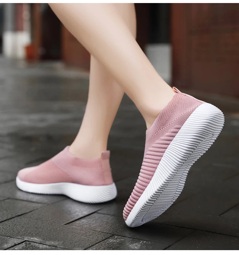 Summer Women's Shoes Breathable Flat Elastic Flat For Women Sneakers Footwear Lightweight Sport Outdoor Mesh Tennis Walking Shoe
