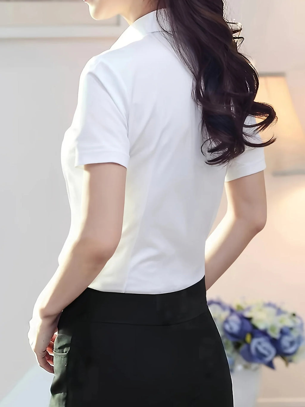 Short-Sleeve Shirts for Women 2025 Summer New Elegant Female Clothing Basic Formal Dress Shirt Blouse Women OL Solid Ladies Tops