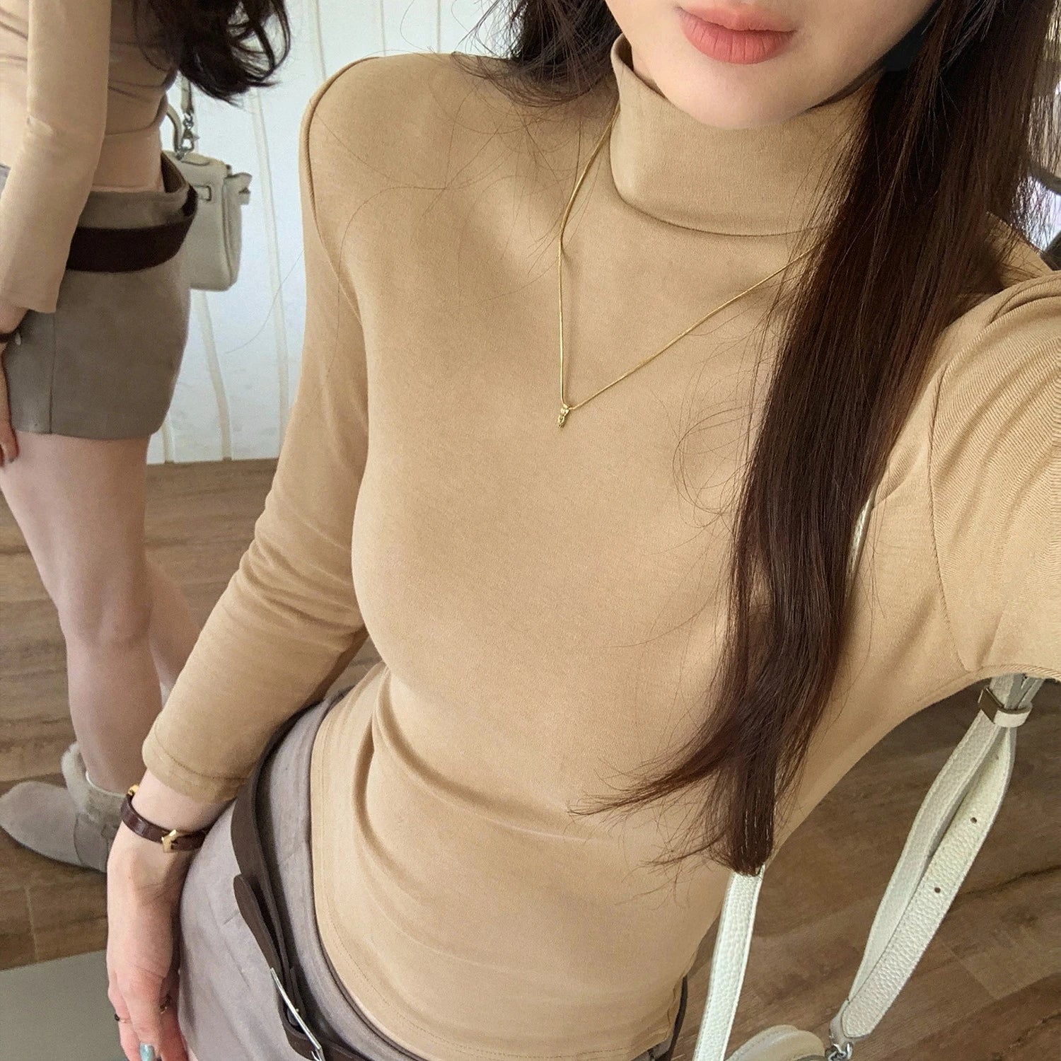 Autumn Winter Knitted Women's T-shirts 2025 New Long Sleeve Solid Half Turtleneck Korean Bottom Slim Short Tops Tee Female
