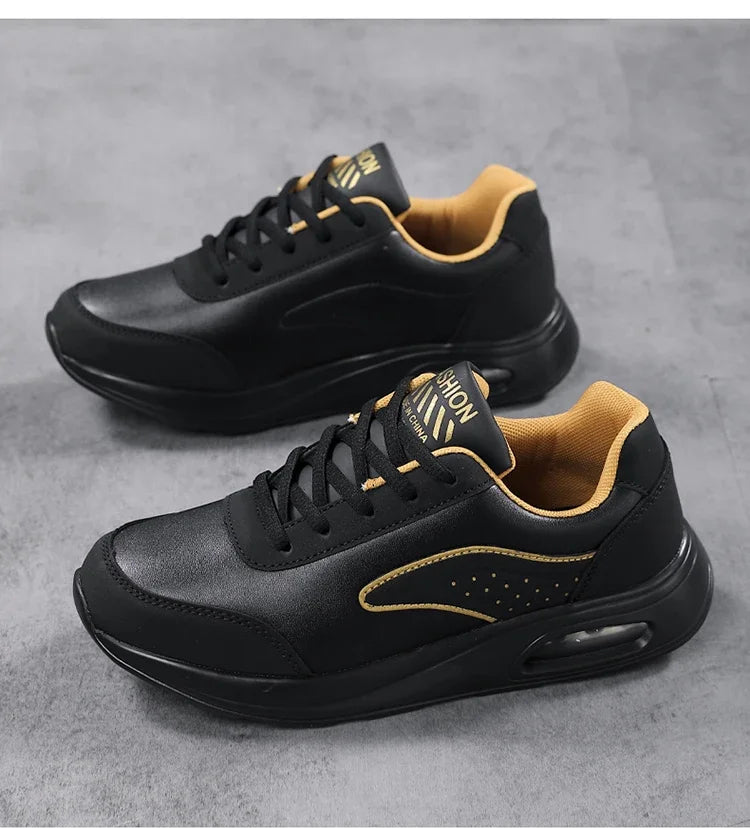 2025 New Women's Fashionable Sneakers Leather Women's Casual Shoes Lace Up Flat Shoes Ladies Lightweight Fitness Walking Shoes