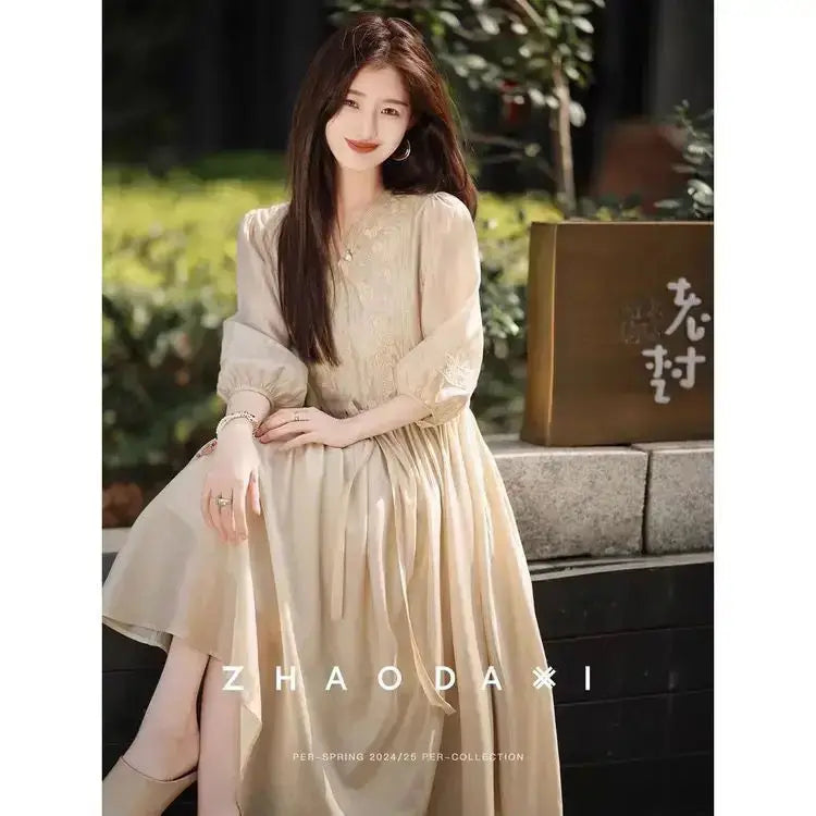 Embroidered Dress for Women in Summer 2025 New Style Loose Mid-length Skirt