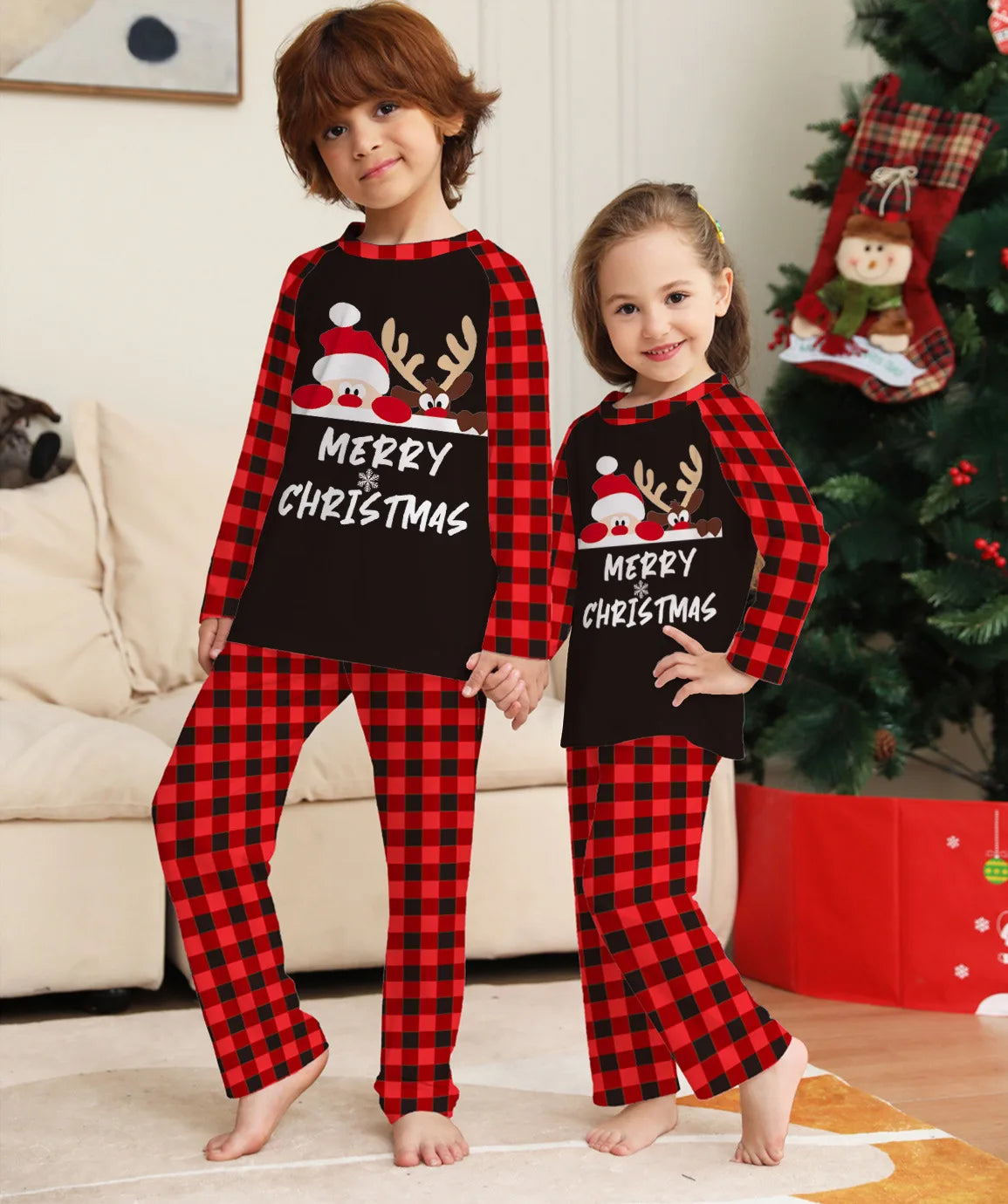Christmas Pajamas Family Look Outfits Santa Claus Print Underwear Women Matching Clothes Set Casual Loose Sleep Men Clothing