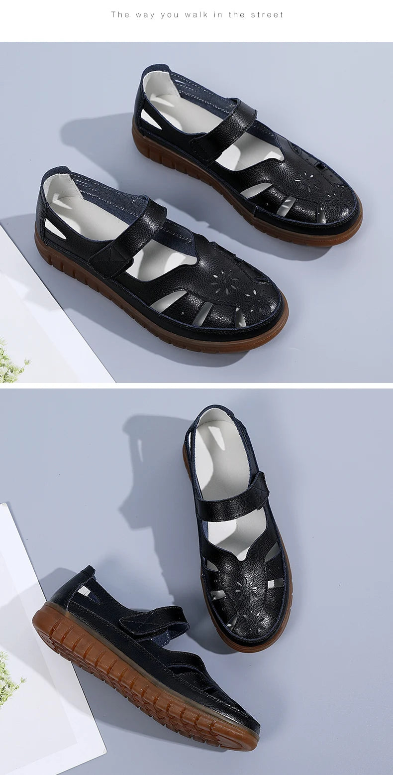 Women Sandals Summer Ladies Girls Comfortable Ankle Hollow Round Toe Sandals Woman Soft Beach Sole Female Shoes for Women