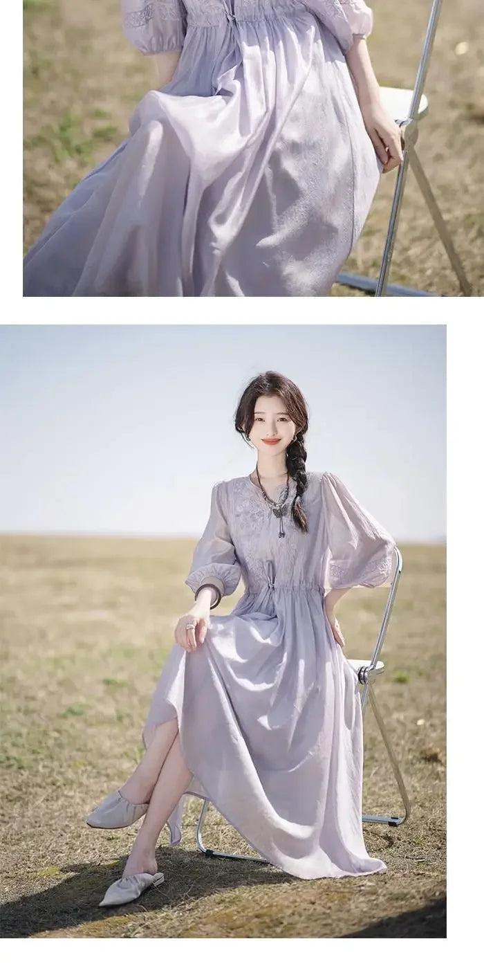 Embroidered Dress for Women in Summer 2025 New Style Loose Mid-length Skirt