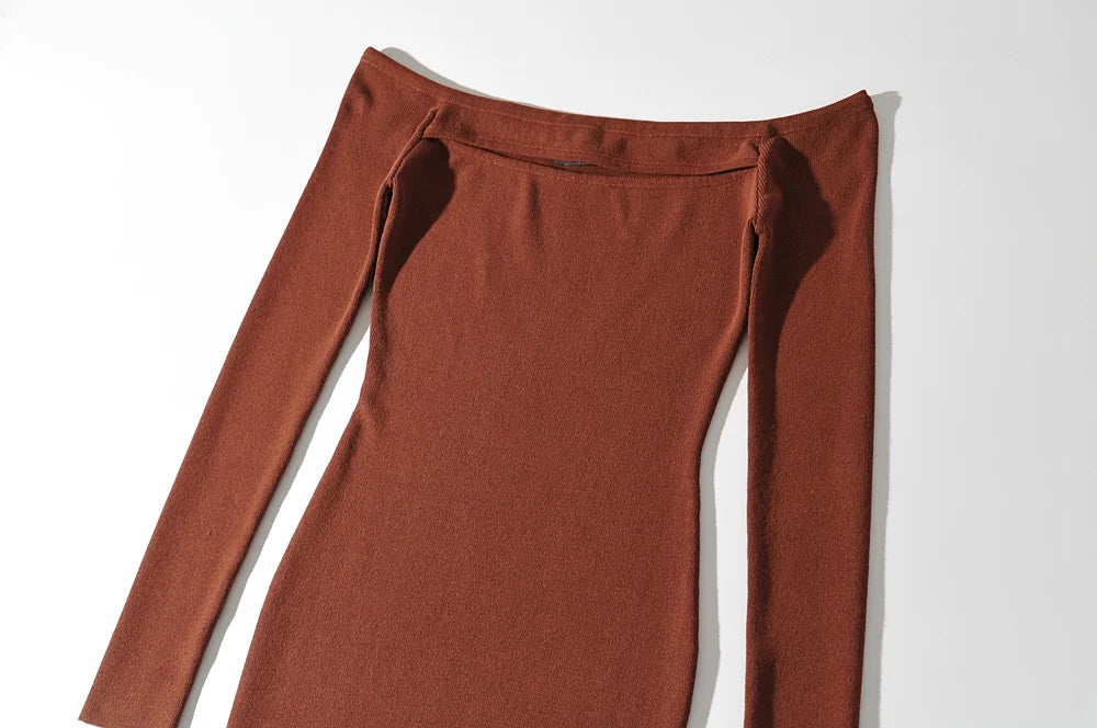 Long sleeve dresses for women 2023 Fall fashion dress short evening party dresses bodycon hollow out knitted dresses off shouler