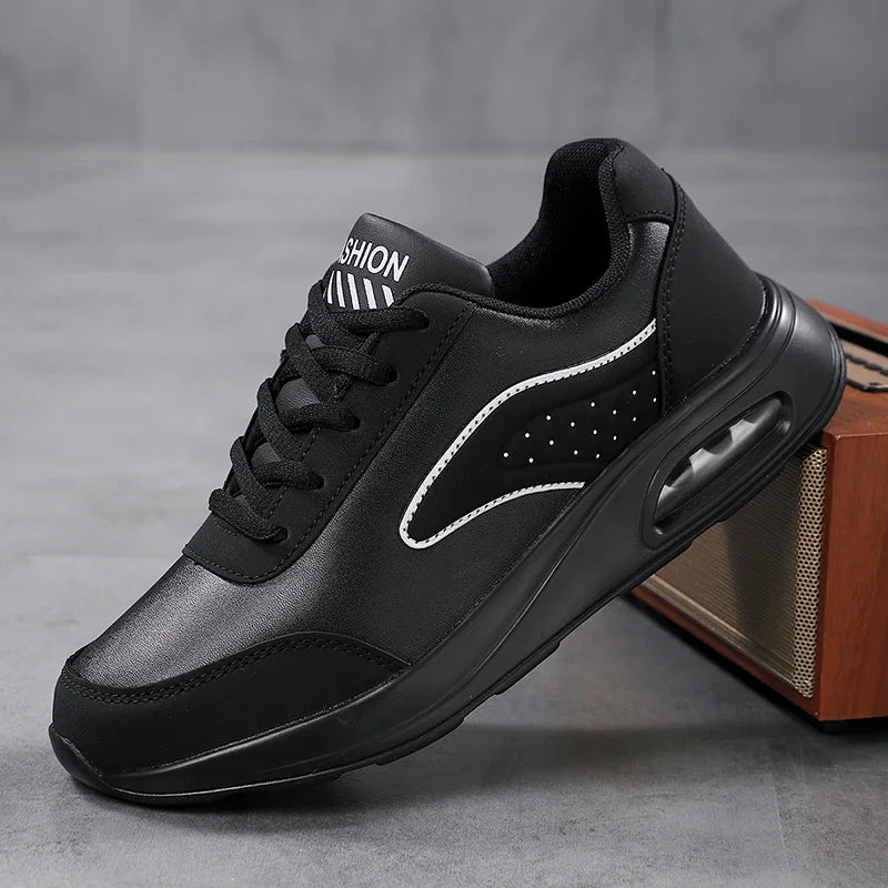 2025 New Women's Fashionable Sneakers Leather Women's Casual Shoes Lace Up Flat Shoes Ladies Lightweight Fitness Walking Shoes