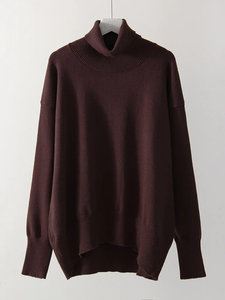 Basic Red Turtleneck Sweater Women Trends 2025 Winter Pullovers Oversize Sweater Woman Jumper Women's Turtleenck Sweaters Coffee
