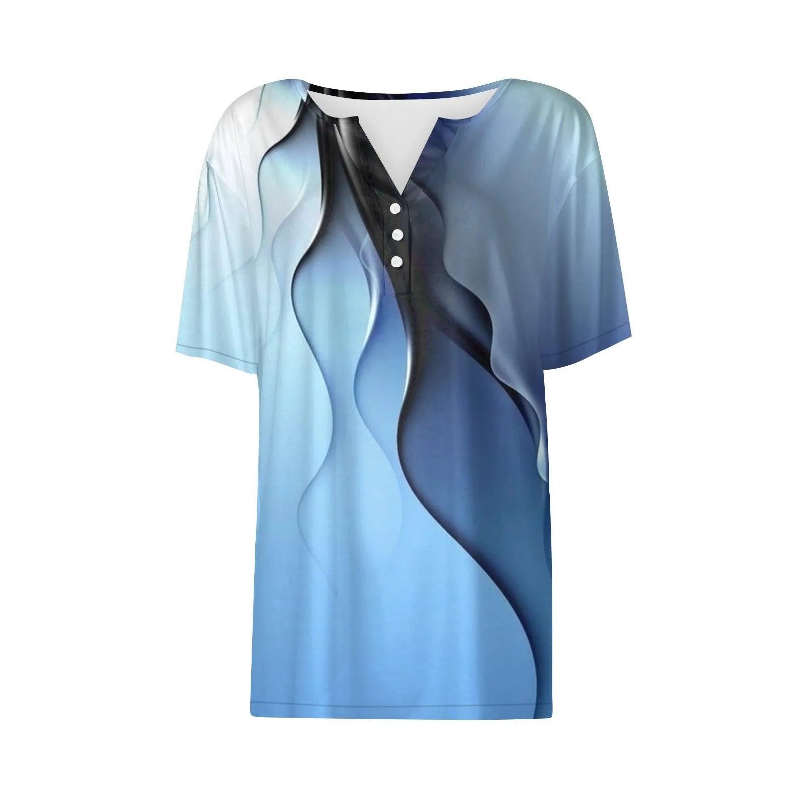 Summer Women T-Shirts 3D Fashion Print Gradient Harajuku T Shirt Oversized Tees for Ladies Clothing New Short Sleeve V-Neck Tops