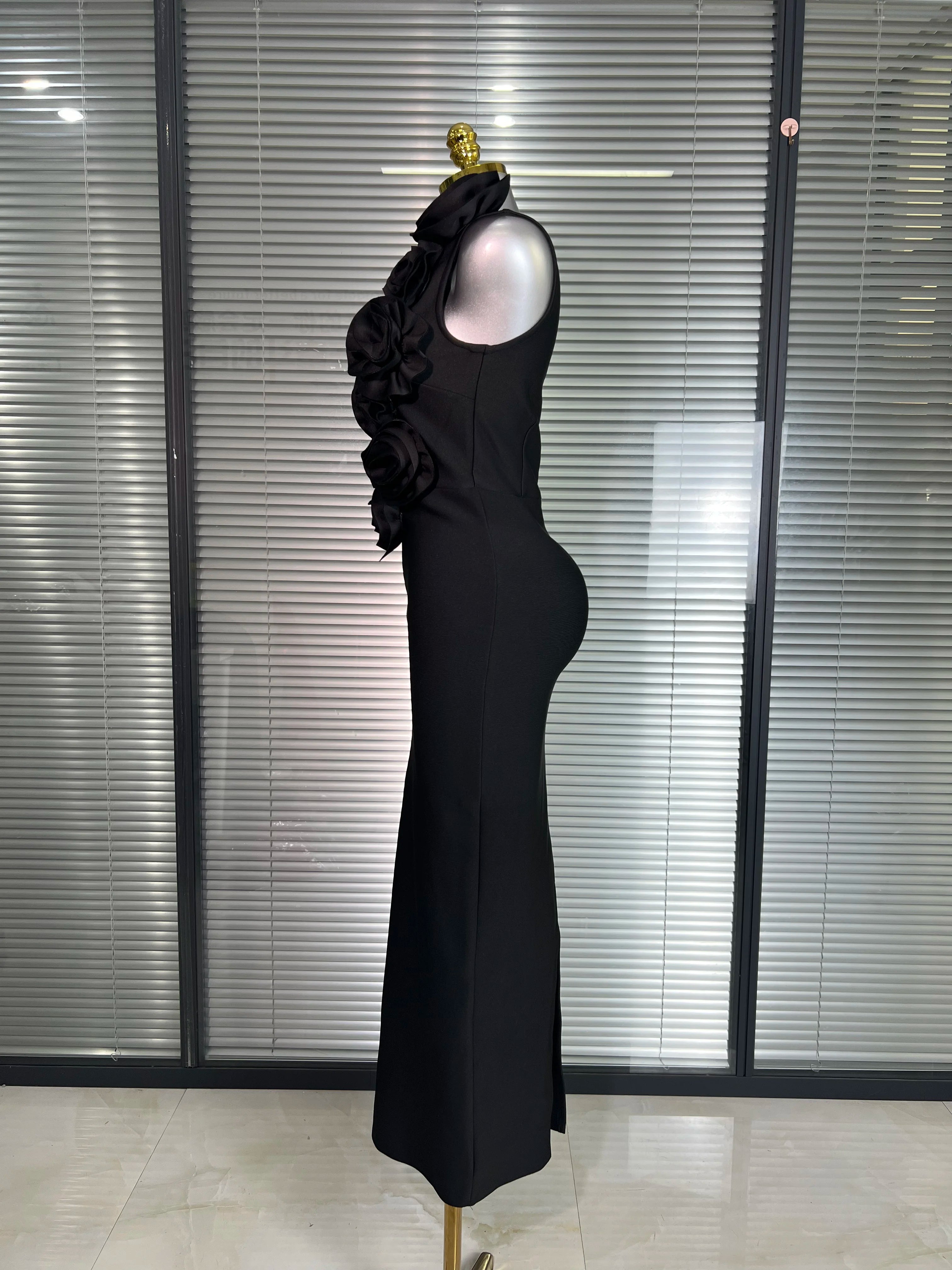 Summer New Women Sexy Red Black Flower Tank Long Bodycon Bandage Dress Birthday Celebrity Party Dress