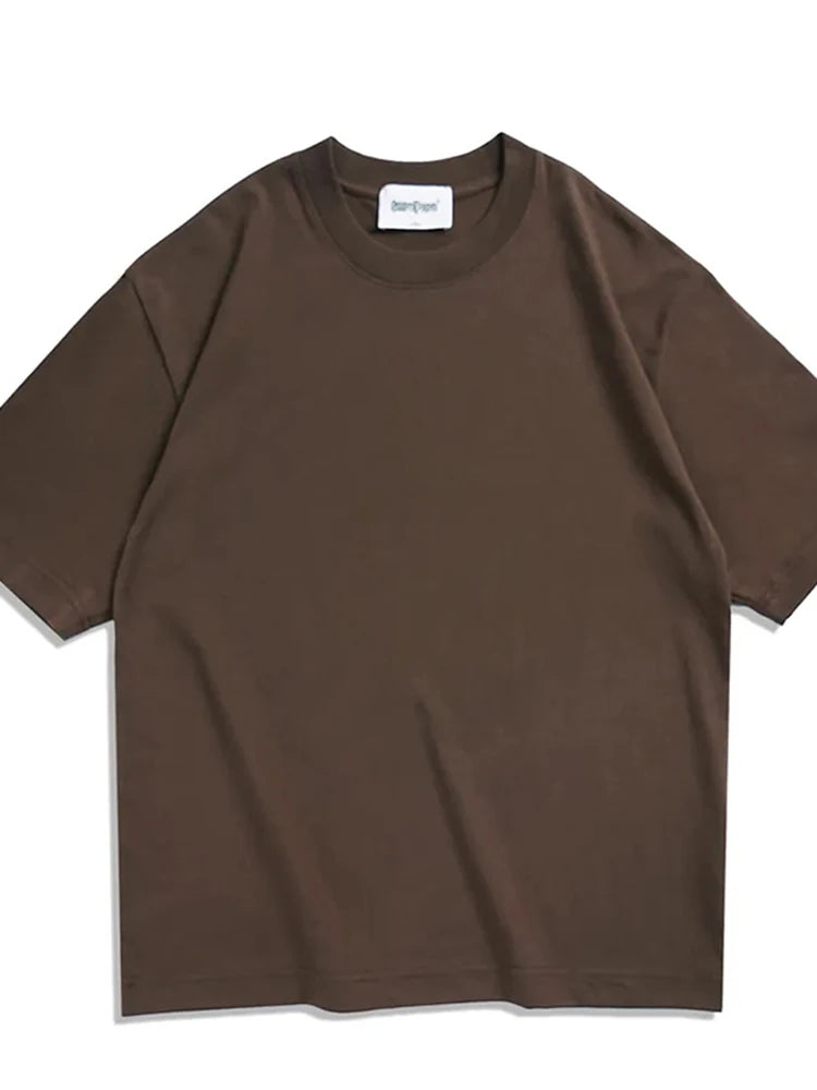 Summer T shirts for Women Men Brown Casual Female Korean Streetwear Tees Unisex Basic Solid Young Cool Tops