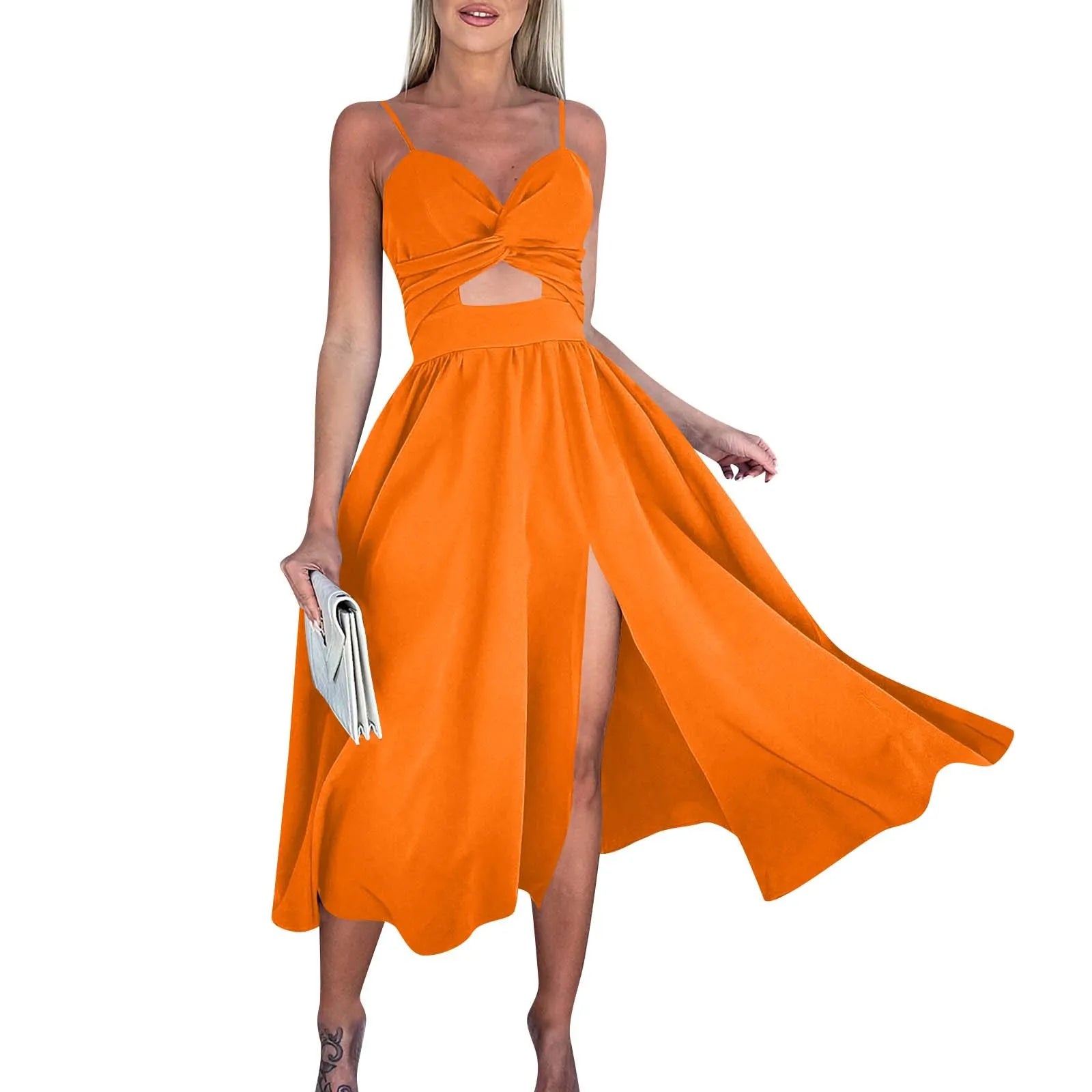 dresses for women trend sexy party dresses V-Neck Big Swing Slimming Backless Sleeveless long Dress Suspenders Hollow vestidos