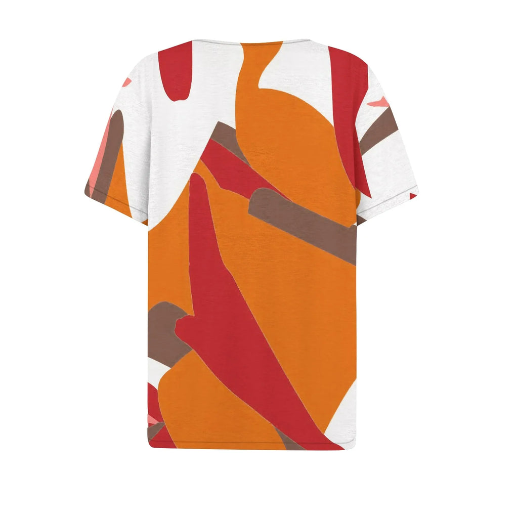 Summer Women T-Shirts 3D Fashion Print Gradient Harajuku T Shirt Oversized Tees for Ladies Clothing New Short Sleeve V-Neck Tops