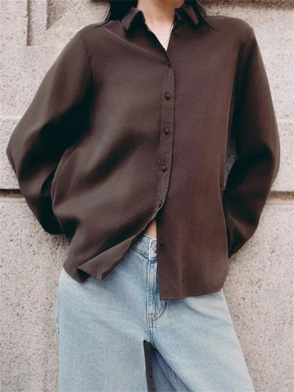 Women's Shirt 2025 New Fashion Autumn Winter Long Sleeve Soft Drape Shirt for Women Casual Chic Ladies Clothes