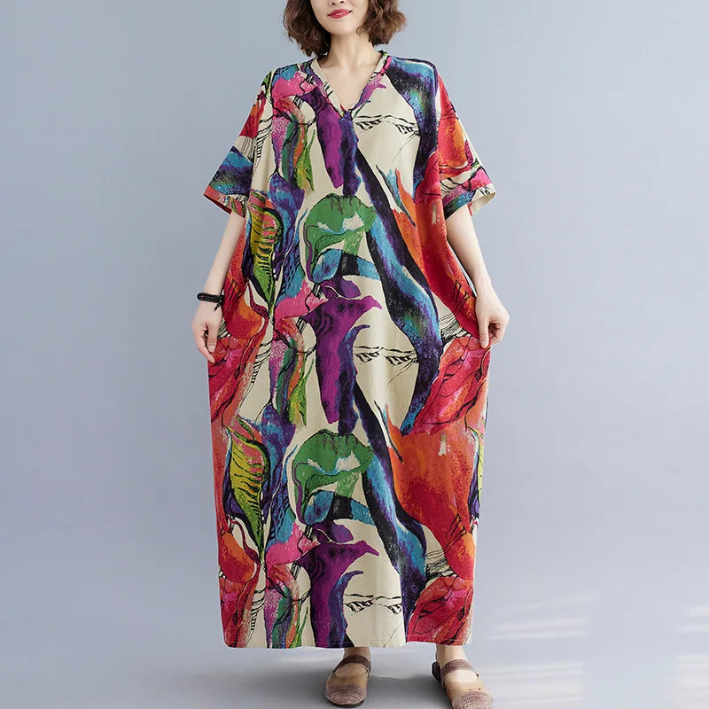 Summer Dress for Women Clothing Streetwear Ethnic Style Bohemian Beach Vintage Clothes Casual Fashion Harajuku Loose Streetwear