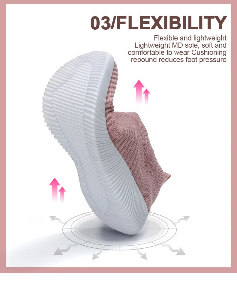 Summer Women's Shoes Breathable Flat Elastic Flat For Women Sneakers Footwear Lightweight Sport Outdoor Mesh Tennis Walking Shoe