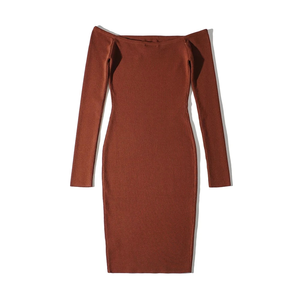 Long sleeve dresses for women 2023 Fall fashion dress short evening party dresses bodycon hollow out knitted dresses off shouler