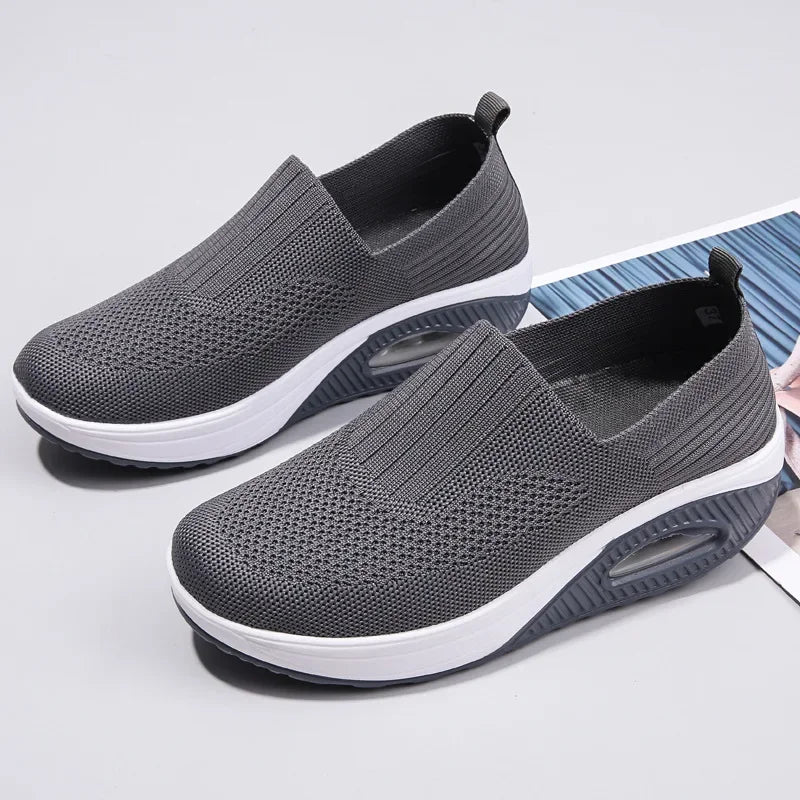 Summer Women's Shoes Fashion Breathable Air Cushion Sneakers Slip on Casual Comfortable Platform Wedge Vulcanized Shoes