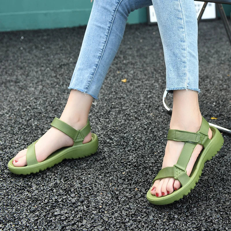 Womens Sandals Summer Trend Anti-slip Wear-resistant Lightweight EVA Flat Sandals for Women Outdoor Beach Shoes for Women